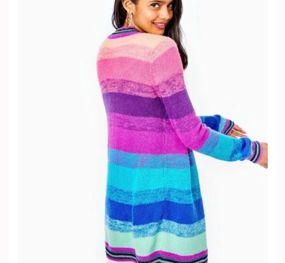 Lilly Pulitzer Aubrienna Ombre Sunset Stripe Cardigan Medium